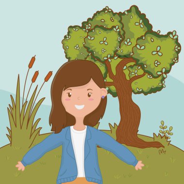 Genç kız karikatür tasarımı