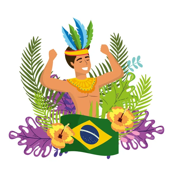 Hombre celebrando el carnaval de Brasil — Archivo Imágenes Vectoriales