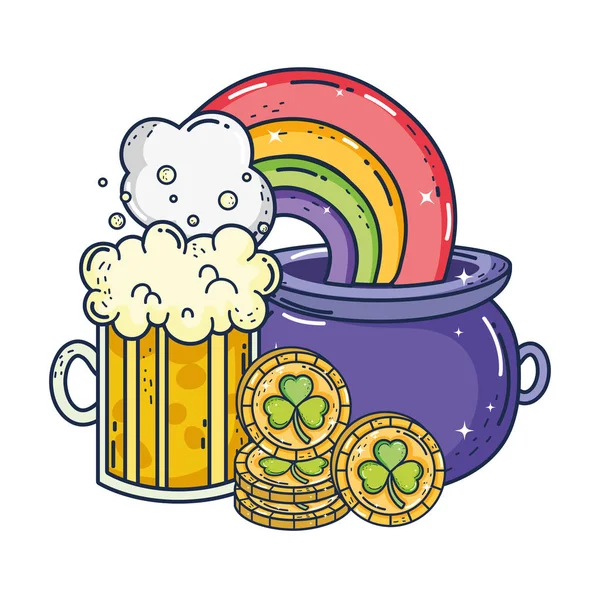 Tarro de cerveza y arco iris santo patrick día — Archivo Imágenes Vectoriales