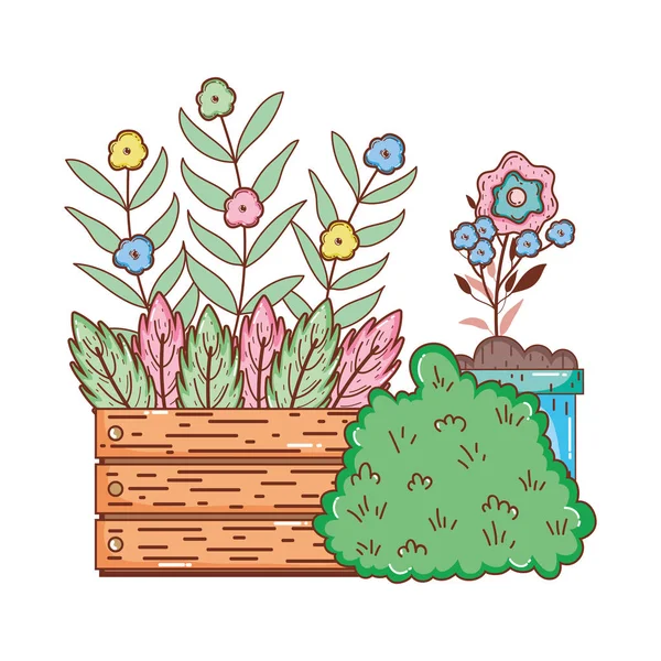 Çiçekler ile Bahçe Bush — Stok Vektör
