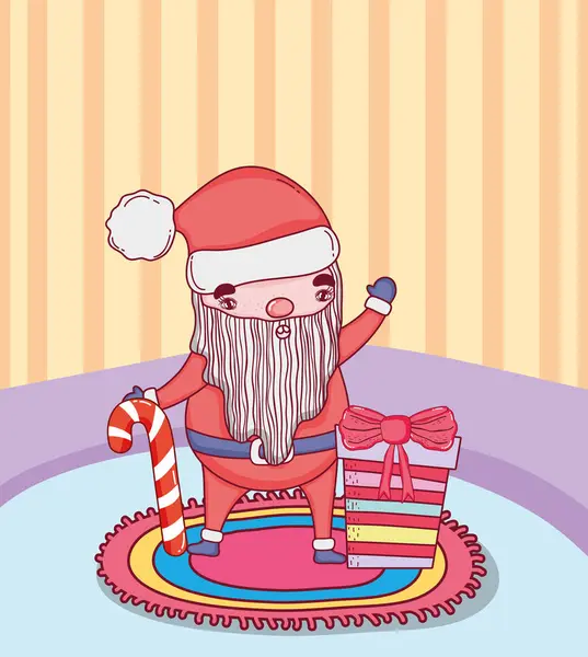 Weihnachtsmann mit Rohrstock im Haus — Stockvektor