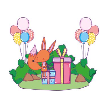 manzara balonlar helyum ile sevimli ve küçük tilki