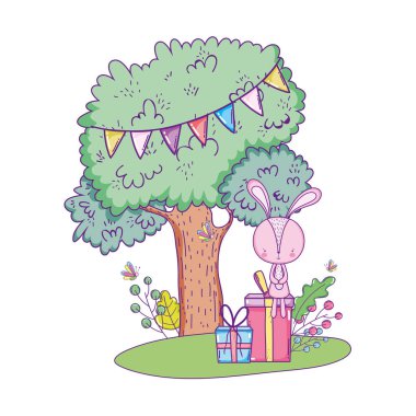 manzara giftbox ile sevimli küçük tavşan