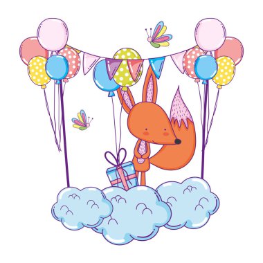 balon helyum ile sevimli ve küçük tilki