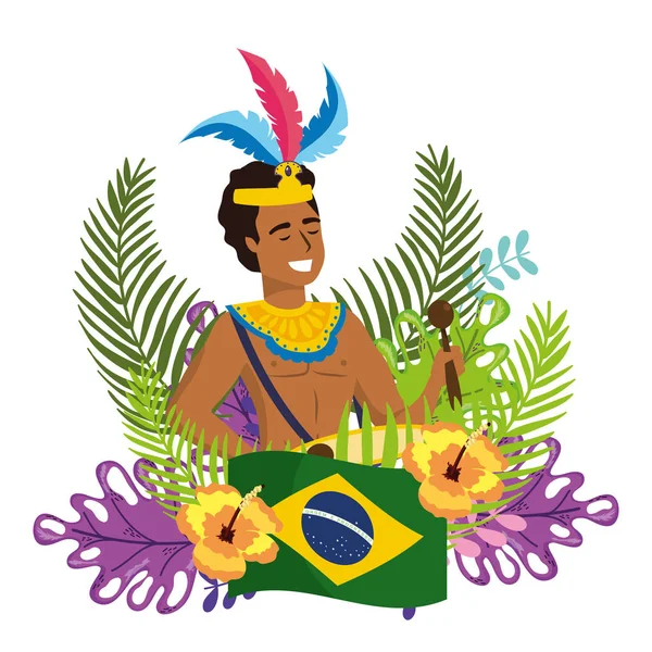 Hombre celebrando el carnaval de Brasil — Archivo Imágenes Vectoriales