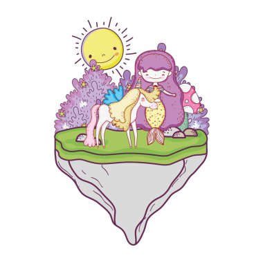 manzarayı Unicorn ile sevimli Mermaid