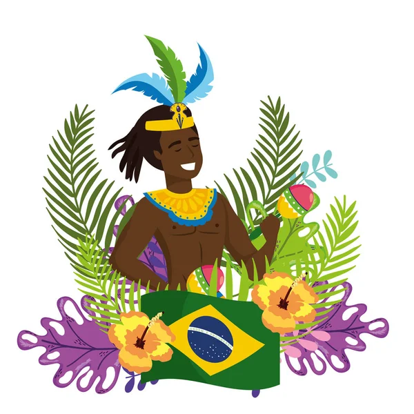 Hombre celebrando el carnaval de Brasil — Archivo Imágenes Vectoriales