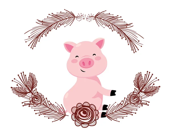 Γουρούνι με διάταξη λουλουδιών — Διανυσματικό Αρχείο