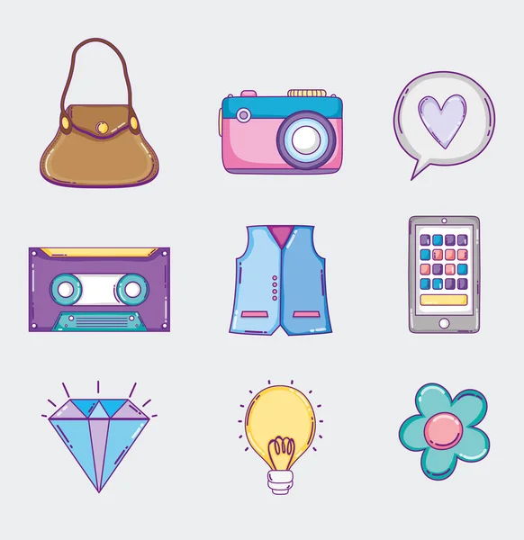 Conjunto de ícones da cultura juvenil —  Vetores de Stock