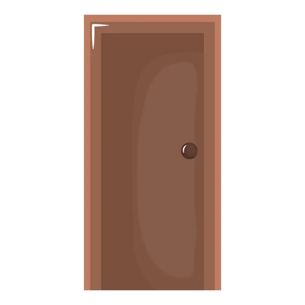 Porte en bois fermé icône isolée — Image vectorielle