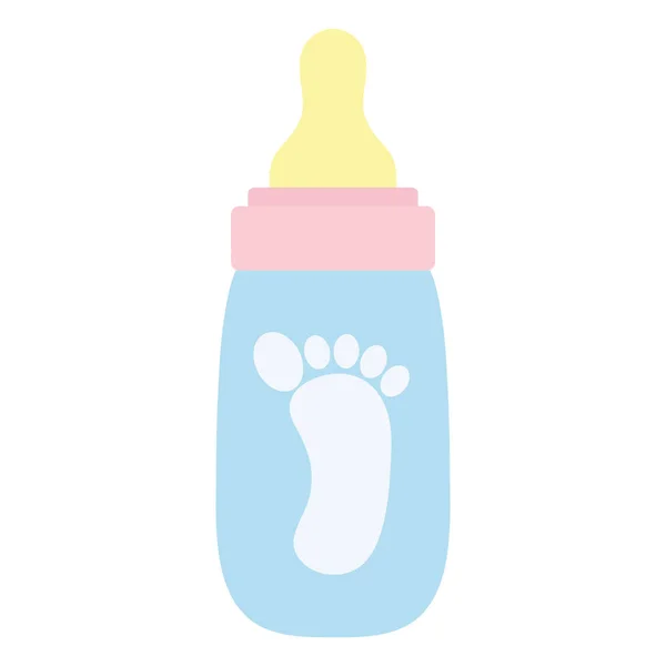 stock vector baby bottle milk with footprint