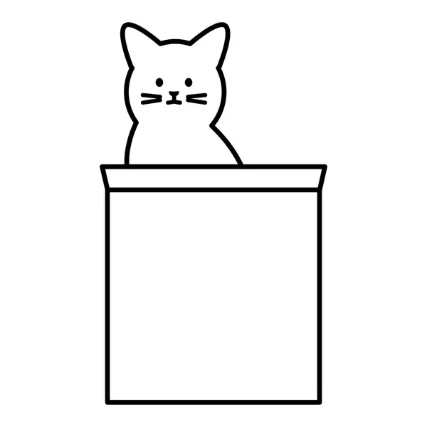Cute kot maskotka z Pudełka kartonowe — Wektor stockowy