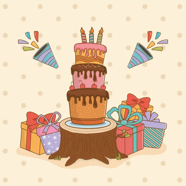 Iconos conjunto de tarjetas de cumpleaños — Vector de stock