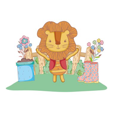 bahçede sevimli aslan