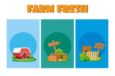 Çiftlik taze karikatürler seti