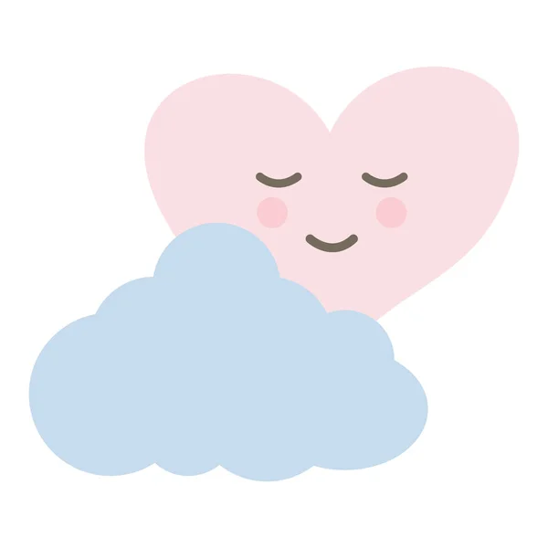 Hart liefde kawaii met wolk — Stockvector