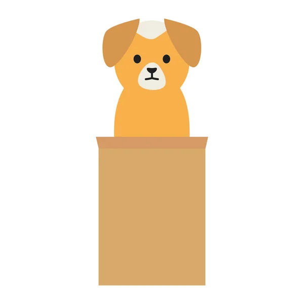 紙袋で愛らしい小さな犬 — ストックベクタ