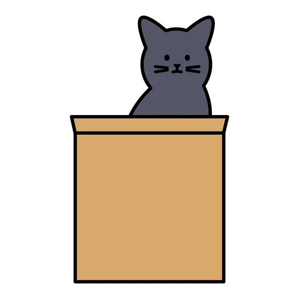 Cute kot maskotka z Pudełka kartonowe — Wektor stockowy