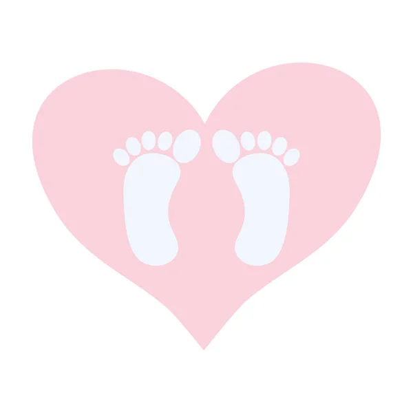 Baby-Fußabdrücke in der Herzensliebe — Stockvektor