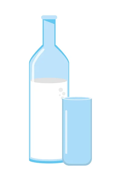 İzole süt şişesi ve cam tasarımı — Stok Vektör