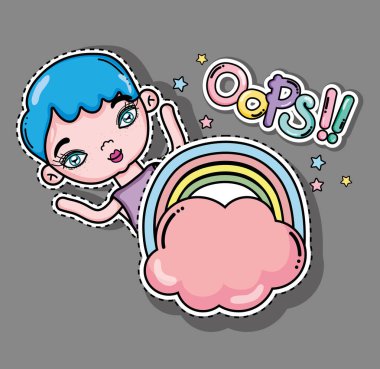 Sevimli kız ve çizgi film kartı