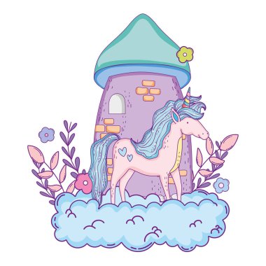 bulutlar kale ile güzel küçük Unicorn