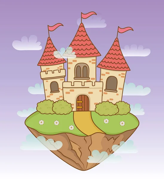 Сказочный замок в пейзажной сцене — стоковый вектор