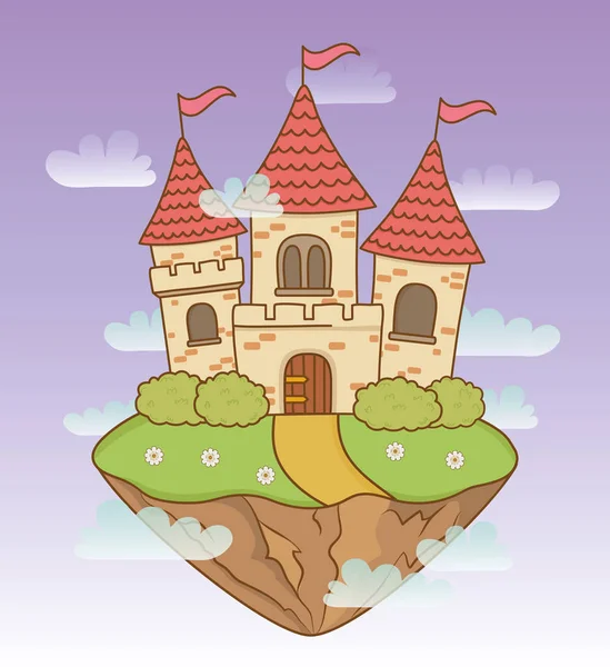 Castillo de cuento de hadas en la escena del paisaje — Vector de stock