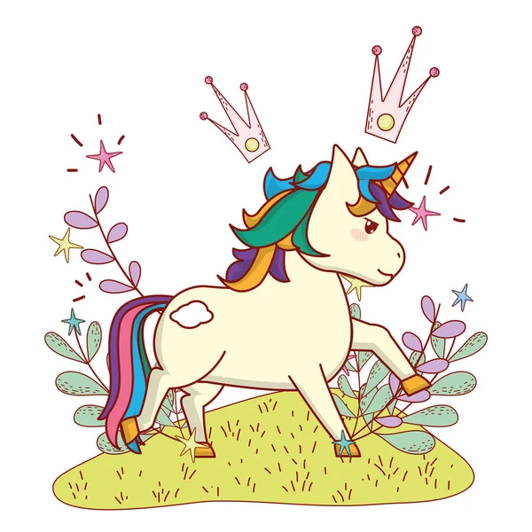 Unicorno con corona — Vettoriale Stock