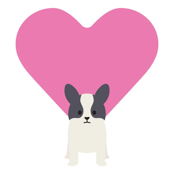 Kleiner Hund entzückendes Maskottchen mit Herz — Stockvektor