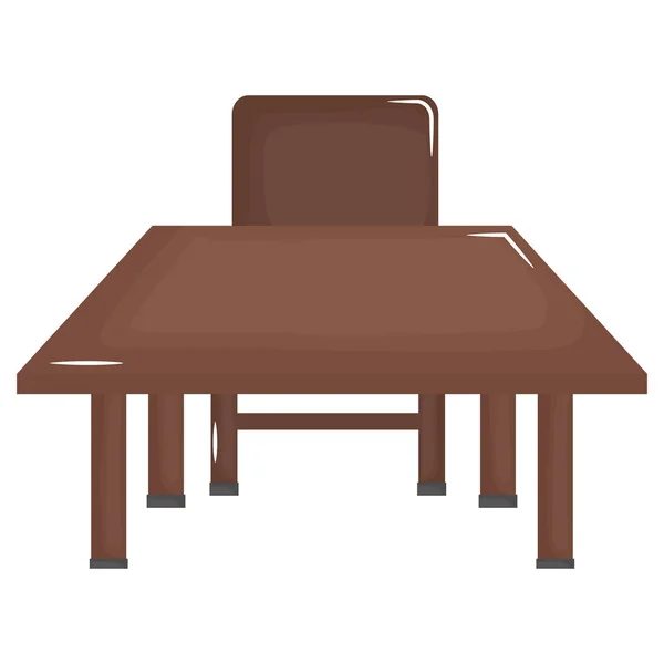 Scuola scrivania icona in legno e sedia — Vettoriale Stock