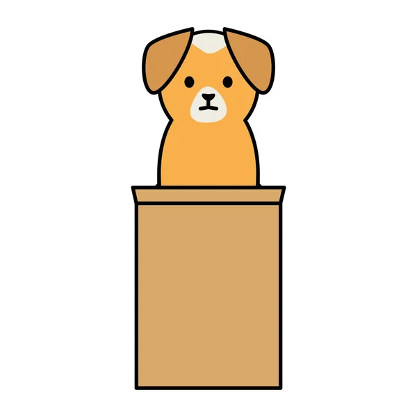 紙袋で愛らしい小さな犬 — ストックベクタ