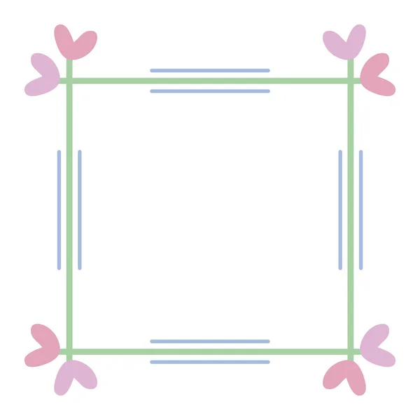 Quadratische Rahmen mit Herzen dekorativen Boho-Stil — Stockvektor