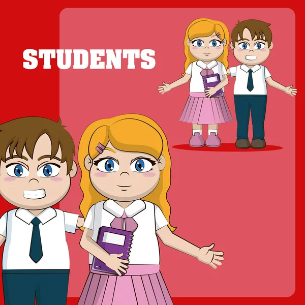 Діти студенти мультфільми — стоковий вектор