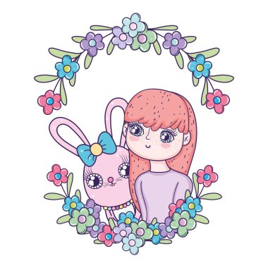 küçük tavşan ile genç sevimli kız sevgilisi