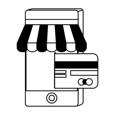 Akıllı telefon ve mağaza simge tasarım vektör illüstrasyon