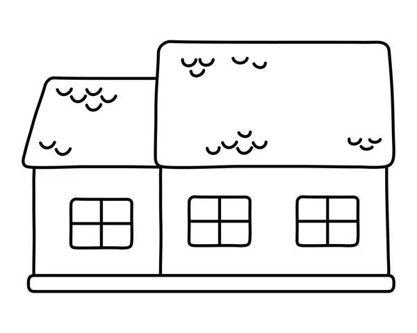 Geïsoleerd huis met windows ontwerp — Stockvector