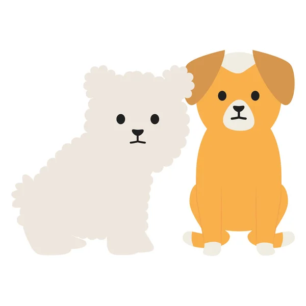 Petits chiens adorables mascottes personnages — Image vectorielle