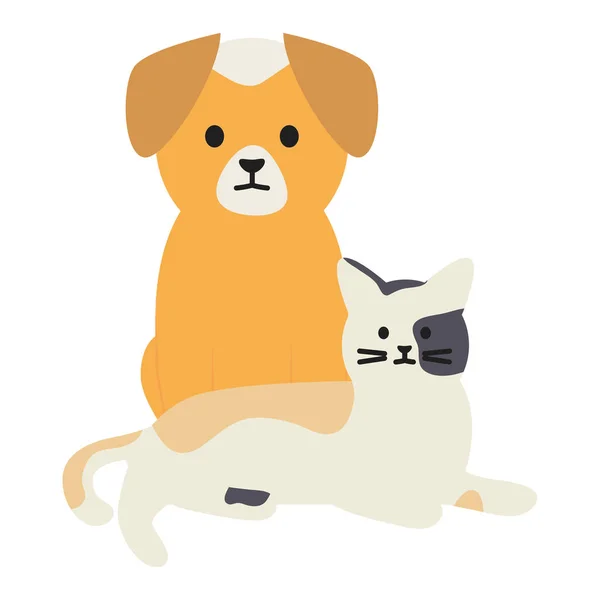Cute kot i pies maskotki adorables znaków — Wektor stockowy