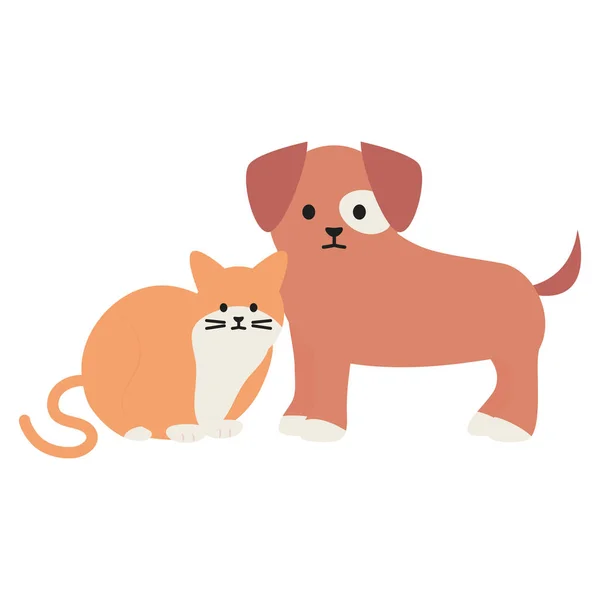 Mignon chat et chien mascottes adorables personnages — Image vectorielle