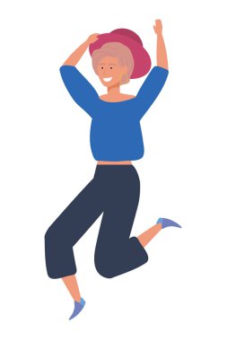 İzole kadın junping tasarım vektör illüstratör