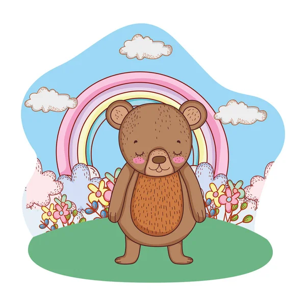 Söt liten björn i lägret — Stock vektor