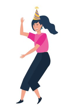 Parti şapka tasarımı ile kadın karikatür