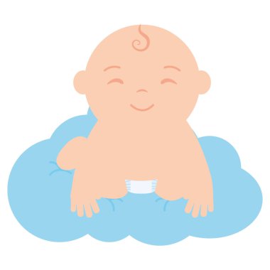 bulut içinde yüzen sevimli küçük bebek çocuk