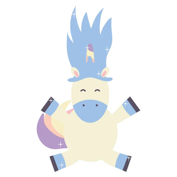 Lindo adorable unicornio personaje de hadas — Vector de stock