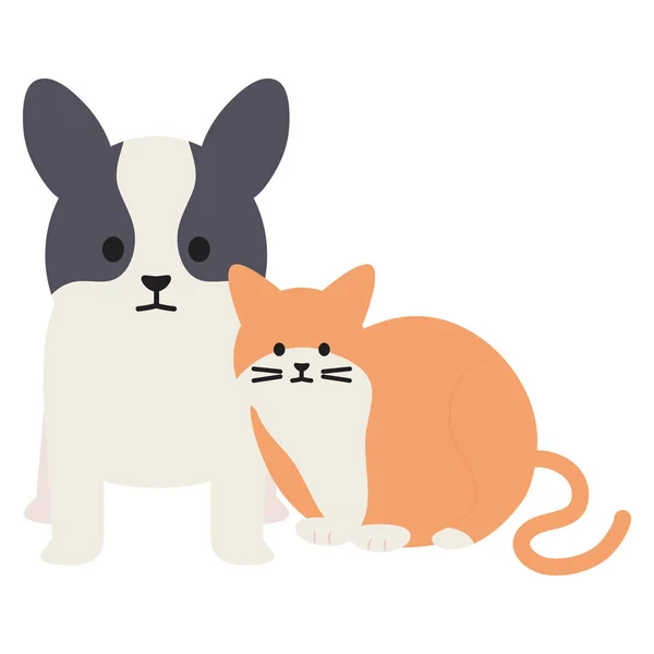 Lindo gato y perro mascotas adorables personajes — Vector de stock