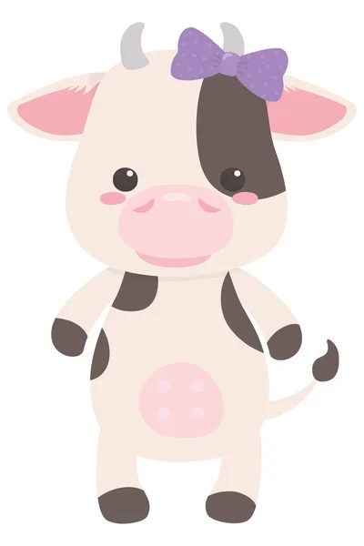 Desenhos animados de vaca com design de laço — Vetor de Stock