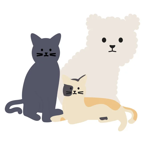 Carino gatti e cane mascotte adorabili personaggi — Vettoriale Stock