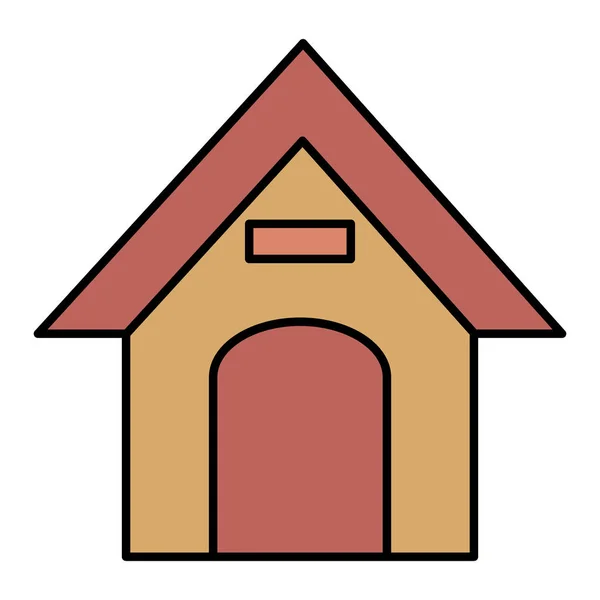 Houten huis huisdier geïsoleerd pictogram — Stockvector