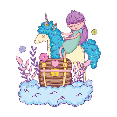 bulutlarküçük tek boynuzlu at ve prenses